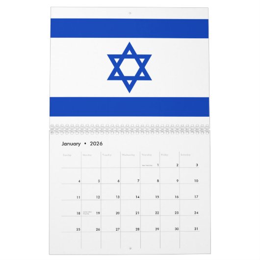 Israël vlag modern patriottisch modern kalender (Jan 2026)