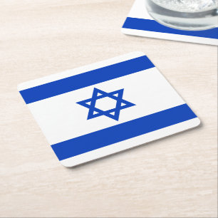 Israël vlag modern patriottisch vierkante kartonnen onderzetter