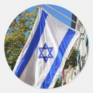 Israël Vlag Wapperend Ronde Sticker