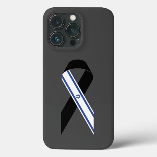 Israël vlag zwart lint donkergrijs Case-Mate iPhone case (Achterkant)