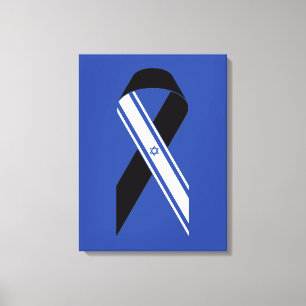 Israël vlag zwart lint gedenkteken blauw canvas afdruk