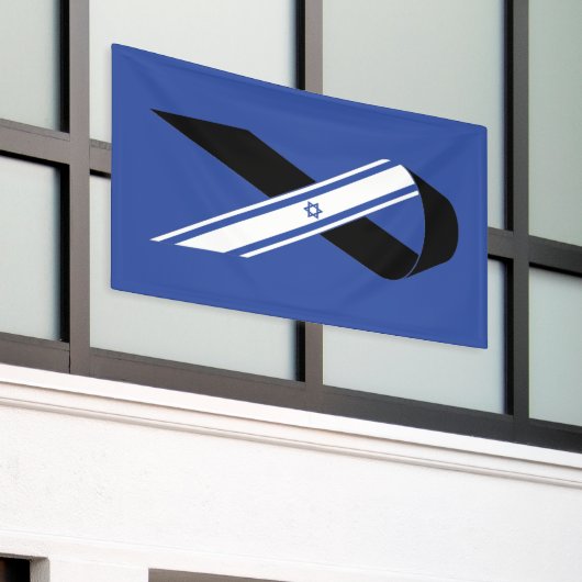 Israël vlag zwart lint gedenkteken blauw spandoek (Buitenkant Gebouw)