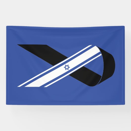 Israël vlag zwart lint gedenkteken blauw spandoek (Horizontaal)