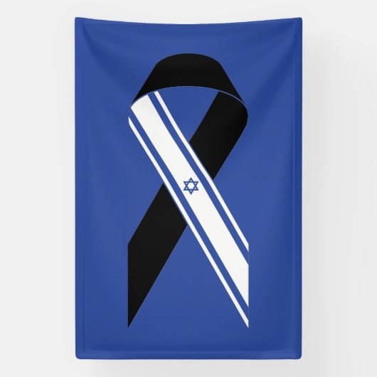 Israël vlag zwart lint gedenkteken blauw spandoek (Verticaal)