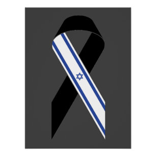 Israël vlag zwart lint gedenkteken donkergrijs perfect poster
