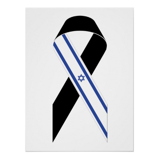 Israël vlag zwarte lint perfect poster (Voorkant)