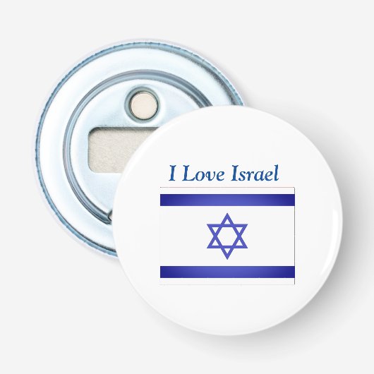Israël Vlaggenster van David Magnet Button Flesopener (Voorkant)