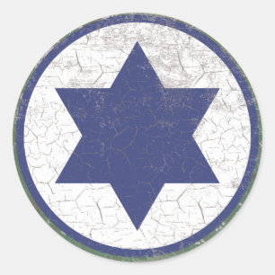 Israëlische Blue Star Air Force Roundel Rustic Ronde Sticker