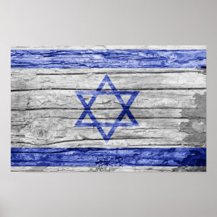 Israëlische houten vlag poster