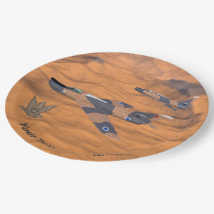 Israëlische superbendes over de woestijn papieren bordje