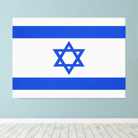 Israëlische vlag blauwe ster van David Canvas Afdruk (Insitu (Houten vloer))