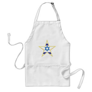 Israëlische Vlag Davidster Goud Afgewerkt Standaard Schort