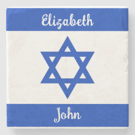 Israëlische vlag gepersonaliseerd stenen onderzetter