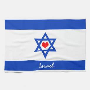 Israëlische vlag & hart - Israëlisch reizen/spor Theedoek