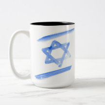 Israëlische vlag koffie mok, lichtblauwe afbeeldin