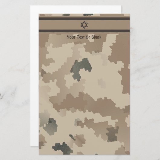Israëlische vlag op woestijn - camo briefpapier (Voorkant / Achterkant)