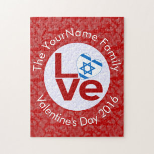 Israëlische Vlag Rode Letter LOVE Wit op Rood Legpuzzel