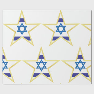 Israëlische Vlag Ster van David Goud Afgewerkt Cadeaupapier
