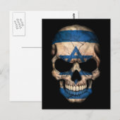 Israëlische vlaggenschedel op zwart briefkaart (Voorkant / Achterkant)