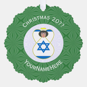 Israëlitische Engel Kerstmis Vlag Persoonlijk Ornament Kaart