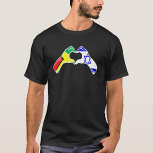 Isreal Guyana Flag Isreali Guyanese Heart T-shirt