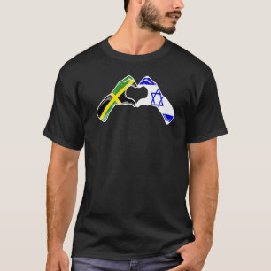 Isreal Jamaica Flag Isreali Jamaican Heart Premium T-shirt