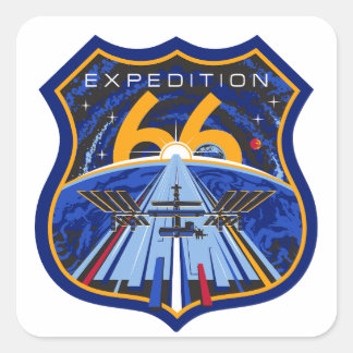 ISS Expeditie 66 Patch Logo Vierkante Sticker