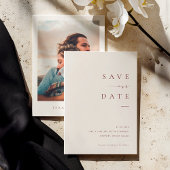 ISSA Bugundy Elegant Save the Date Photo Invite Kaart