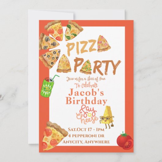 Issa Pizza Party Invitation Kaart (Voorkant)