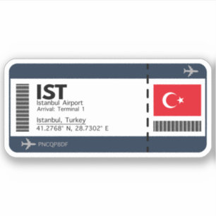IST Istanbul-boarding pass - Airport Ticket Sticker
