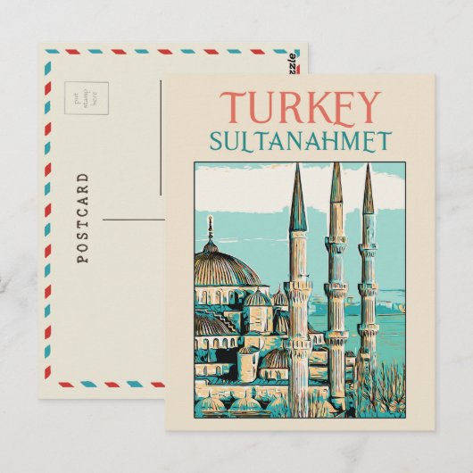 Istambul Blue Mosque afbeelding Turkey Briefkaart (Voorkant / Achterkant)