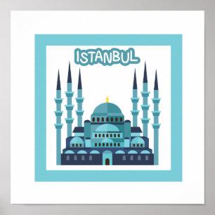Istanboel Poster in blauw