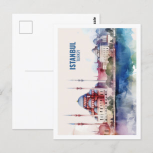Istanboel Turkije Beroemde Reisplaats Waterverf Briefkaart