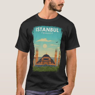 Istanboel Turkije Retro Blauwe Moskee Reizen P T-shirt