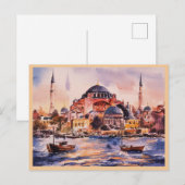 Istanboel Turkije Waterverf Schilderij Briefkaart (Voorkant / Achterkant)