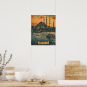 Istanboel Zonsondergang:  Briefkaart Poster (Keuken)