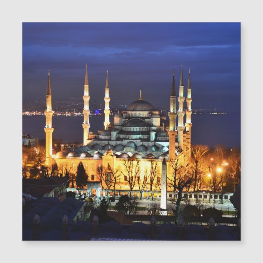 Istanbul Blauwe Moskee Nachtlandschap Premium Reiz (Voorkant)