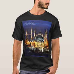 Istanbul Blauwe Moskee Nachtlandschap Premium Reiz T-shirt