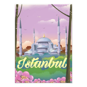 Istanbul blauwe moskee reisposter foto afdruk
