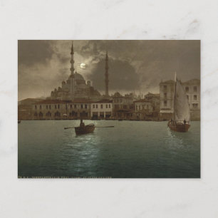 Istanbul-cityscape met maanlicht Briefkaart