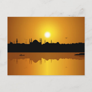 Istanbul en zonsondergang briefkaart