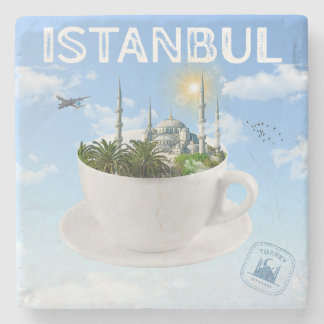Istanbul in een theekopje - Skyline - Turks cadeau Stenen Onderzetter
