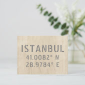 Istanbul Latitude & Longitude Coordinates Hood Briefkaart (Staand voorkant)