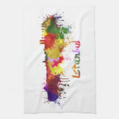 Istanbul skyline in watercolor theedoek (Verticaal)