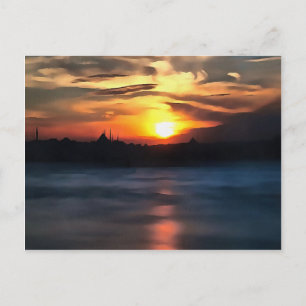 Istanbul Skyline tegen mooie zon Briefkaart