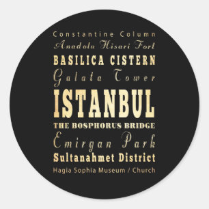 Istanbul Stad Turkije Typografie Kunst Ronde Sticker