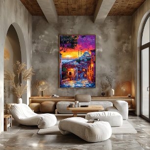 Istanbul Stads Silhouet Poster – Levendig Turks Ku