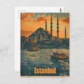 Istanbul Sunset : Carte postale Vintage (Devant / Derrière)