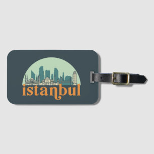 Istanbul Turkey  City Skyline Cityscape Art Bagagelabel