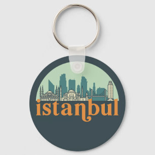 Istanbul Turkey  City Skyline Cityscape Art Sleutelhanger